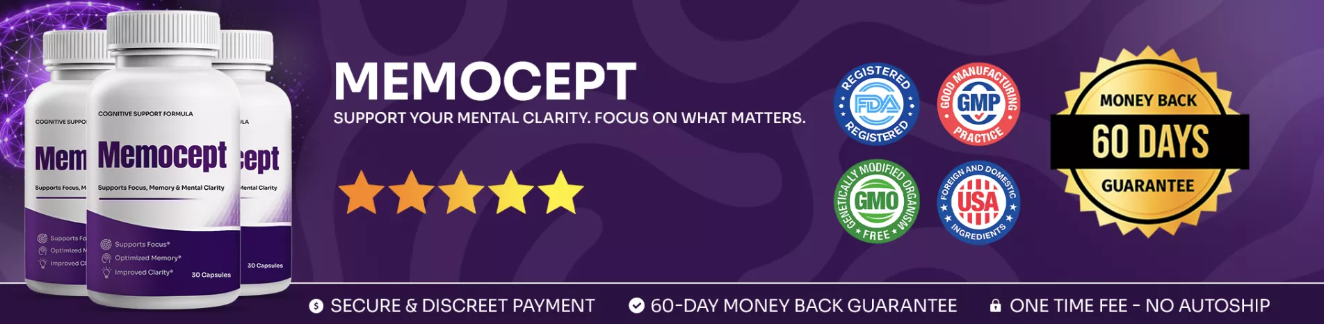 Memocept support your mental clarity guarantee secure payment banner